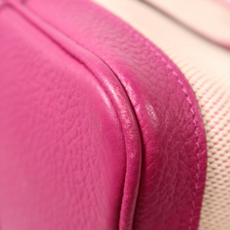 HERMES Toile H帆布Garden Party PM手挽袋Rose Pourpre-12