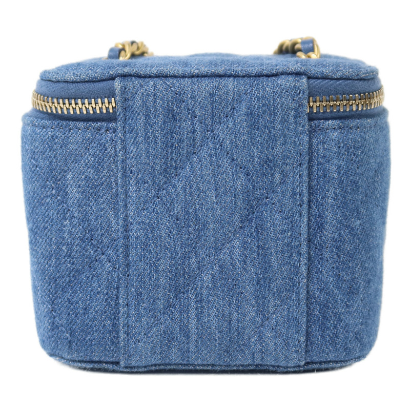 CHANEL 牛仔布Mini Vanity Case鏈帶肩背袋-1