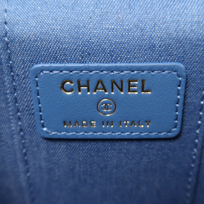 CHANEL 牛仔布Mini Vanity Case鏈帶肩背袋-5