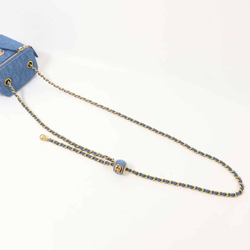 CHANEL 牛仔布Mini Vanity Case鏈帶肩背袋-7