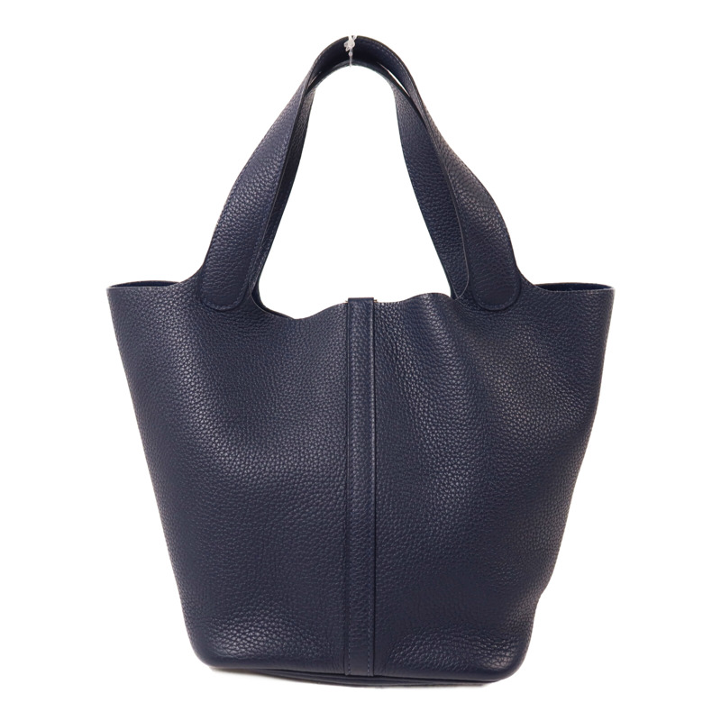 HERMES Clemence皮革Picotin MM扣手挽袋Bleu Nuit-1
