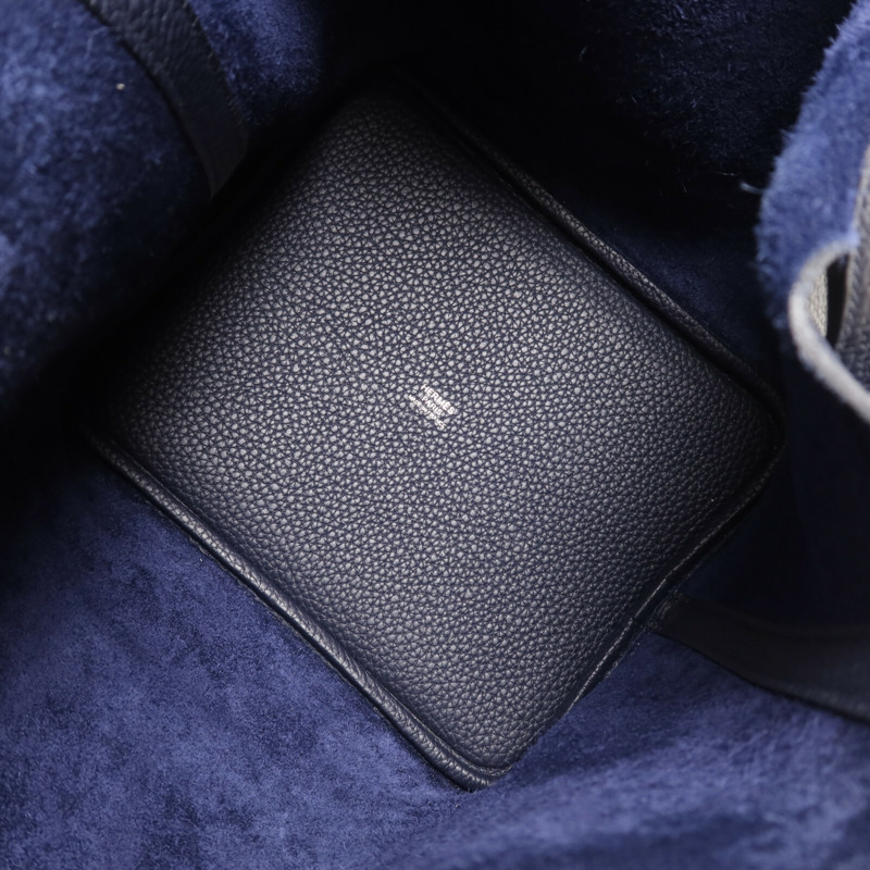 HERMES Clemence皮革Picotin MM扣手挽袋Bleu Nuit-4