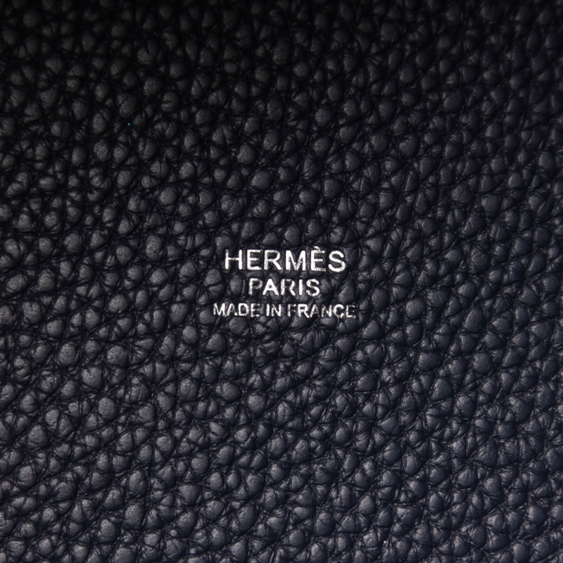 HERMES Clemence皮革Picotin MM扣手挽袋Bleu Nuit-5