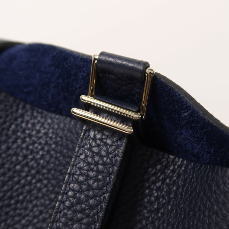 HERMES Clemence皮革Picotin MM扣手挽袋Bleu Nuit-8