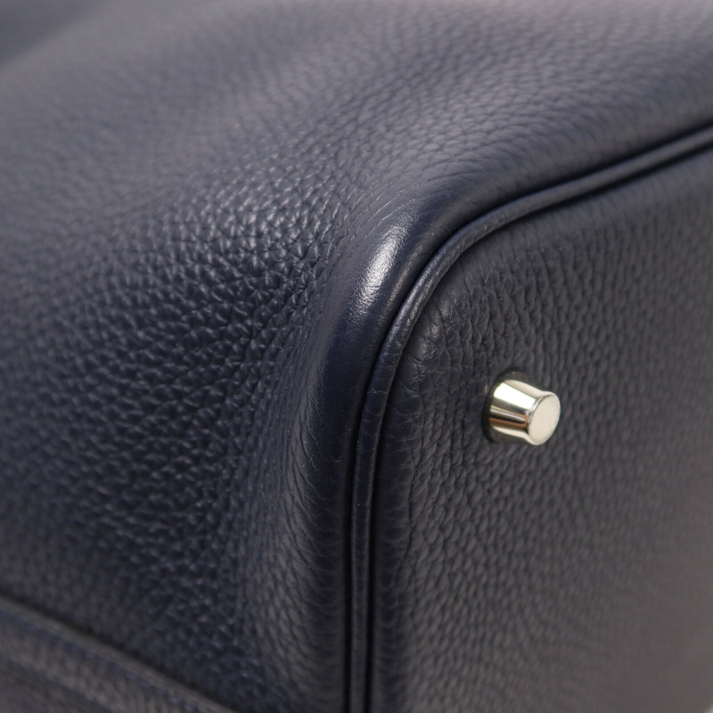HERMES Clemence皮革Picotin MM扣手挽袋Bleu Nuit-10