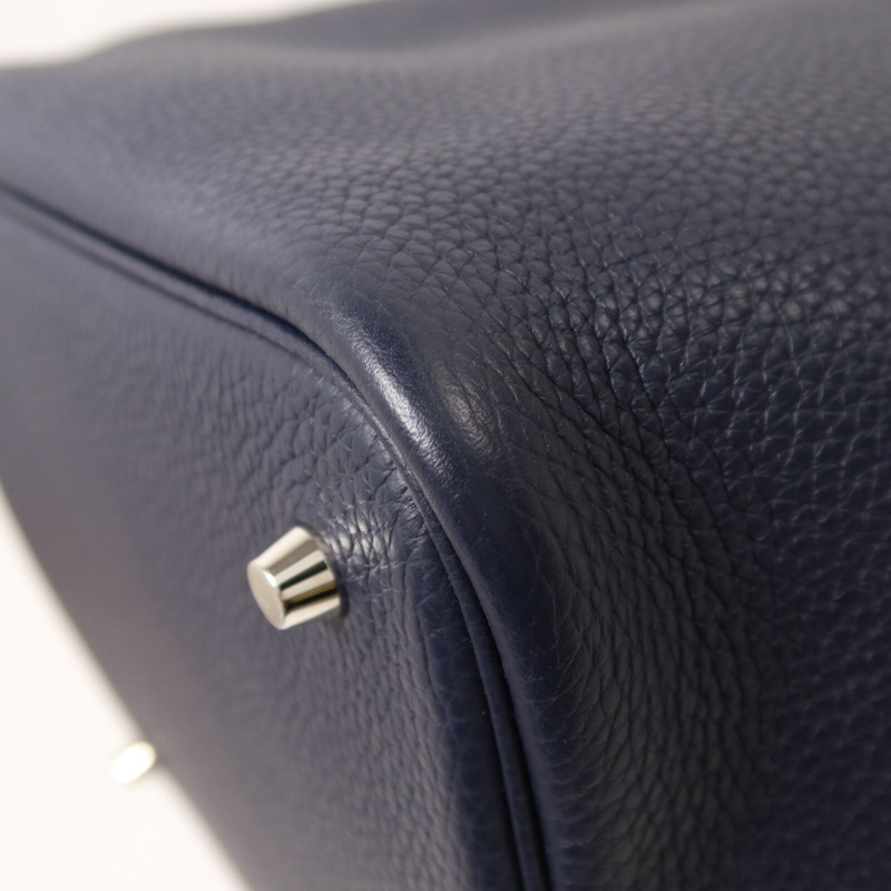 HERMES Clemence皮革Picotin MM扣手挽袋Bleu Nuit-13