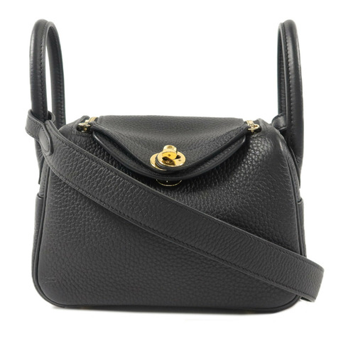 HERMES Clemence皮革Mini Lindy手挽肩背兩用袋Noir