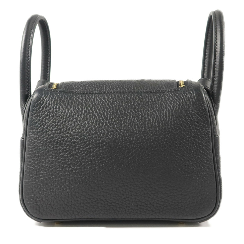 HERMES Clemence皮革Mini Lindy手挽肩背兩用袋Noir-1