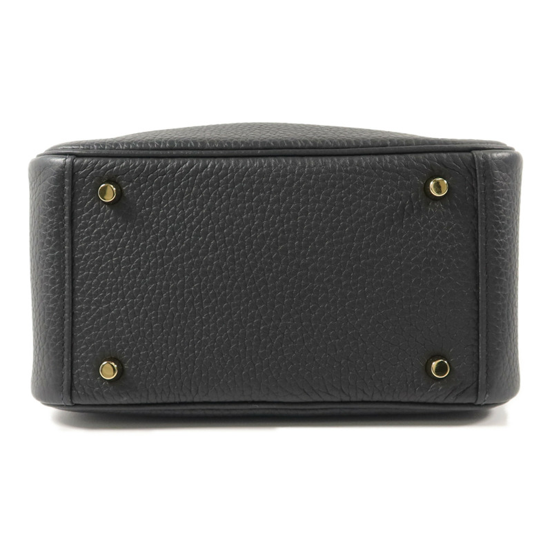 HERMES Clemence皮革Mini Lindy手挽肩背兩用袋Noir-3