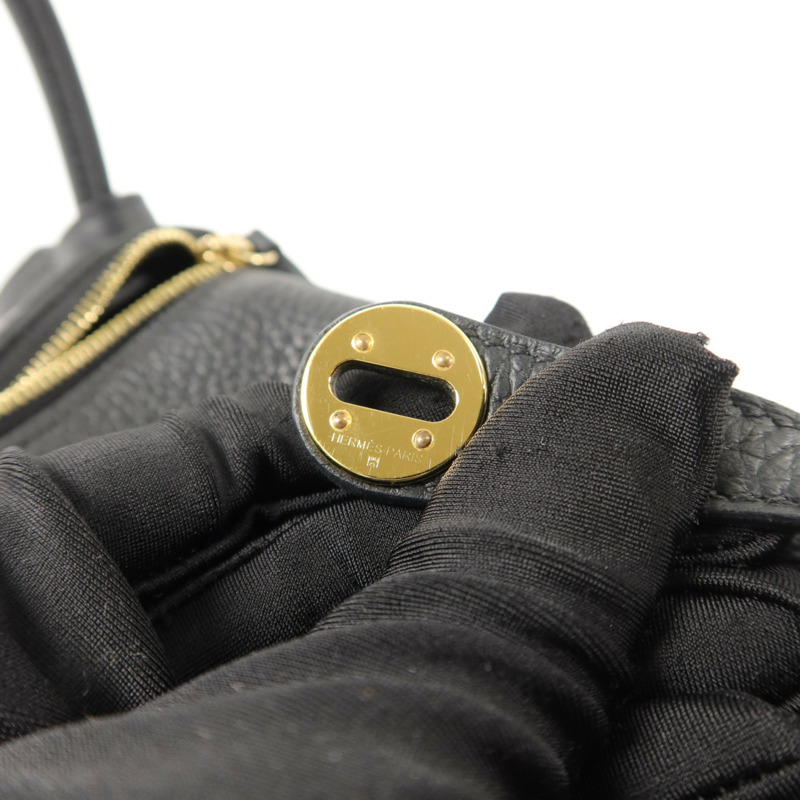 HERMES Clemence皮革Mini Lindy手挽肩背兩用袋Noir-9