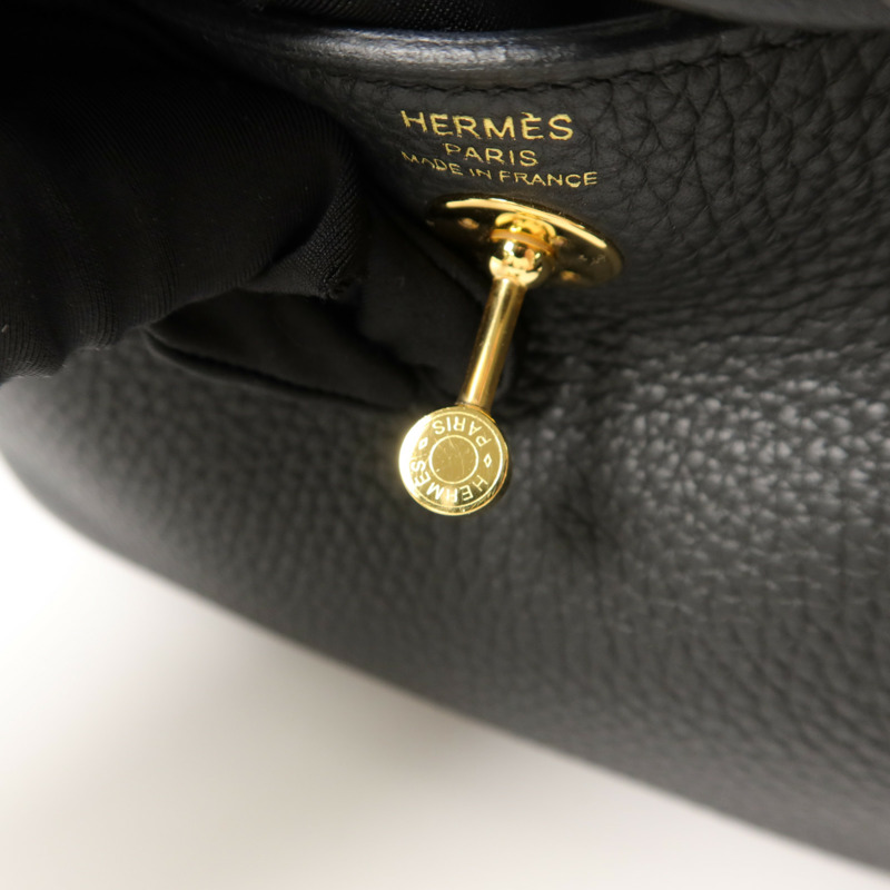 HERMES Clemence皮革Mini Lindy手挽肩背兩用袋Noir-10