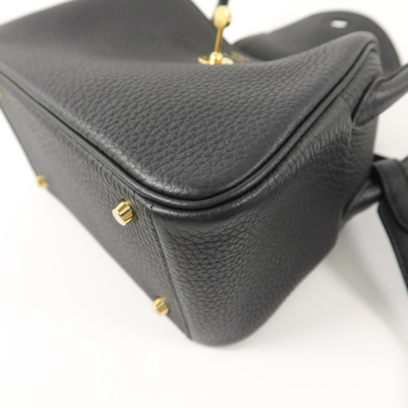 HERMES Clemence皮革Mini Lindy手挽肩背兩用袋Noir-11