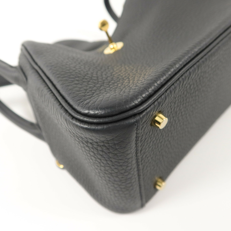 HERMES Clemence皮革Mini Lindy手挽肩背兩用袋Noir-12