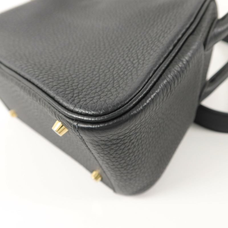 HERMES Clemence皮革Mini Lindy手挽肩背兩用袋Noir-13