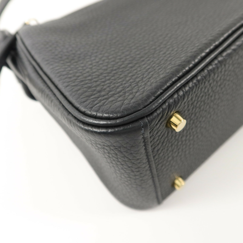 HERMES Clemence皮革Mini Lindy手挽肩背兩用袋Noir-14