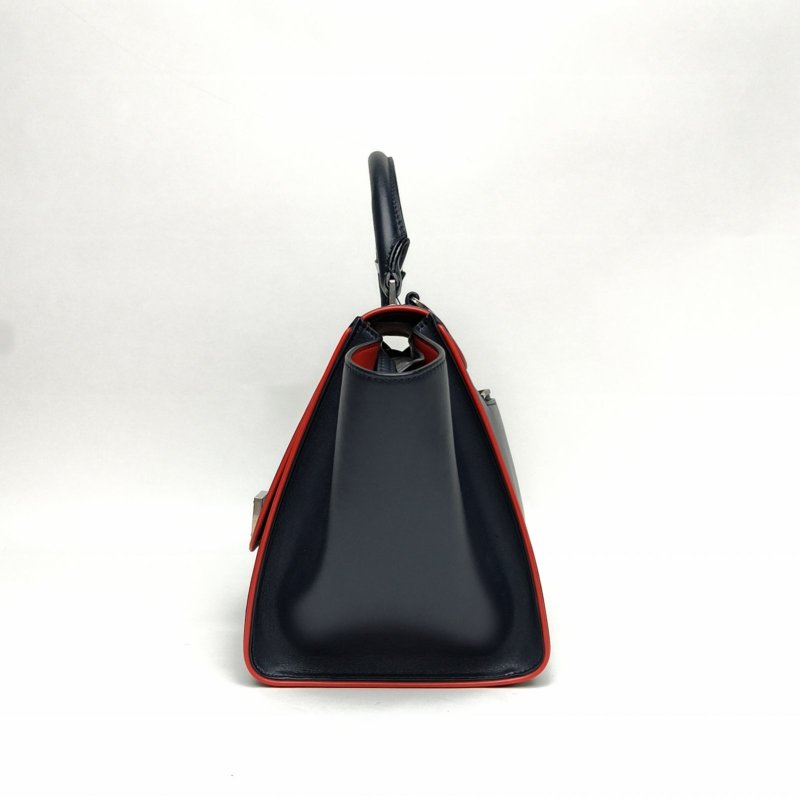 CELINE Trapeze秋千包小號27藍色牛皮銀扣肩背包-1