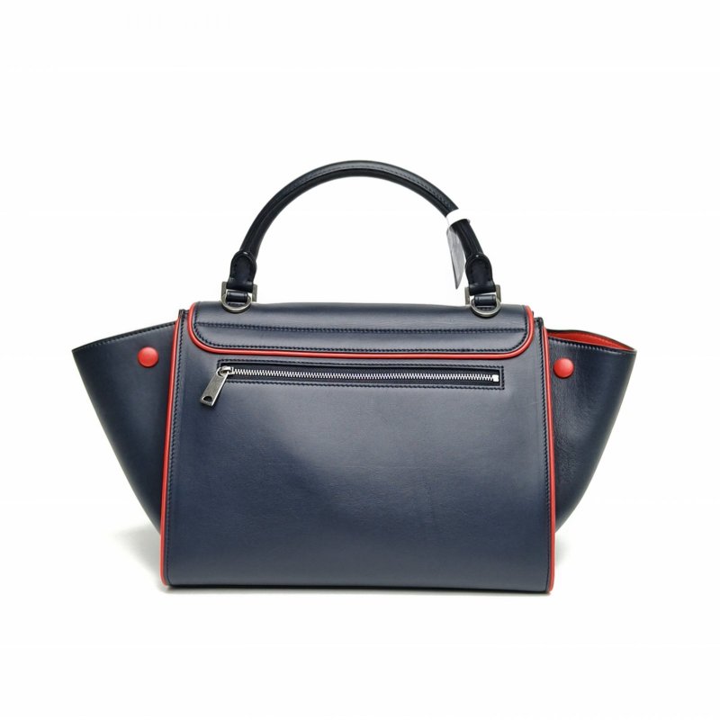 CELINE Trapeze秋千包小號27藍色牛皮銀扣肩背包-2