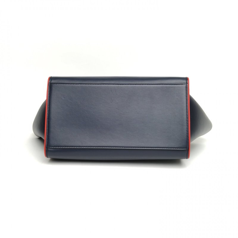 CELINE Trapeze秋千包小號27藍色牛皮銀扣肩背包-4