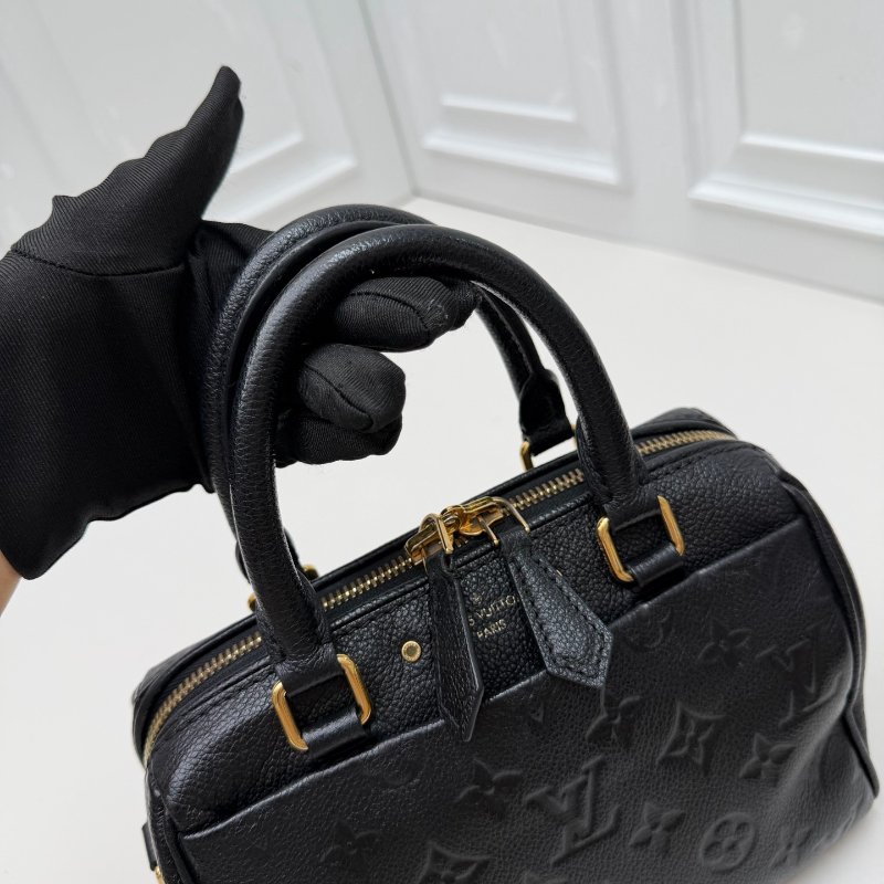 芯片款 路易威登/Louis Vuitton Speedy 20 黑色壓紋牛皮枕頭包-5