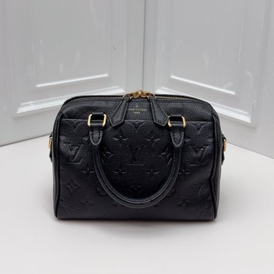 芯片款 路易威登/Louis Vuitton Speedy 20 黑色壓紋牛皮枕頭包-6