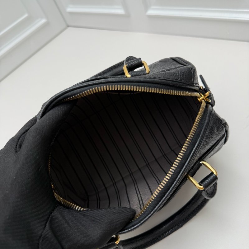 芯片款 路易威登/Louis Vuitton Speedy 20 黑色壓紋牛皮枕頭包-9