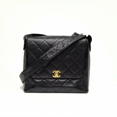 CHANEL 黑色羊皮4開金扣中古Kelly單肩包肩背包