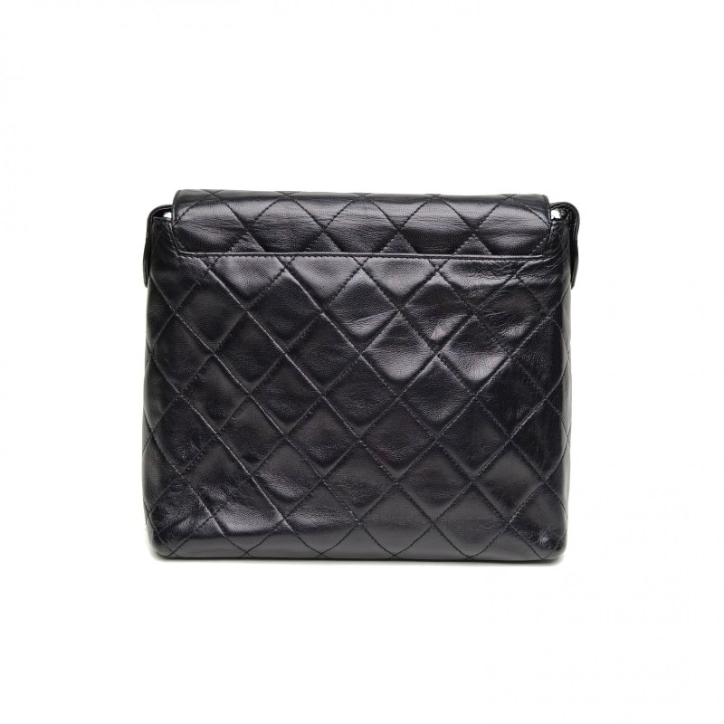 CHANEL 黑色羊皮4開金扣中古Kelly單肩包肩背包-2
