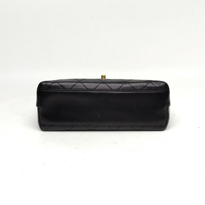 CHANEL 黑色羊皮4開金扣中古Kelly單肩包肩背包-4