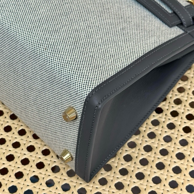 🔥Hermes愛馬仕 kelly25 石板灰 金扣  swift皮拼帆布 K刻 全套🆕99新 正品保障❤️-6