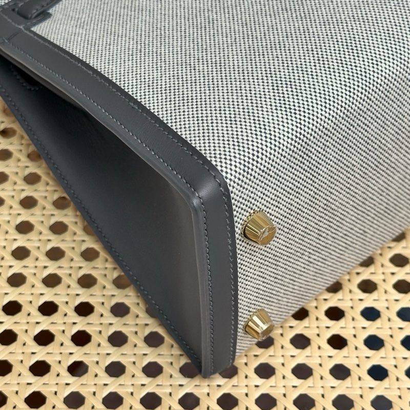🔥Hermes愛馬仕 kelly25 石板灰 金扣  swift皮拼帆布 K刻 全套🆕99新 正品保障❤️-7