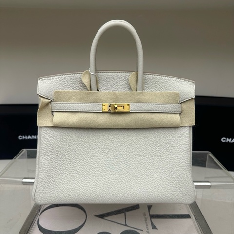 🔥【99新】🆕愛馬仕hermes birkin25 冰川白金扣u刻  22年票 ❤️正品保障