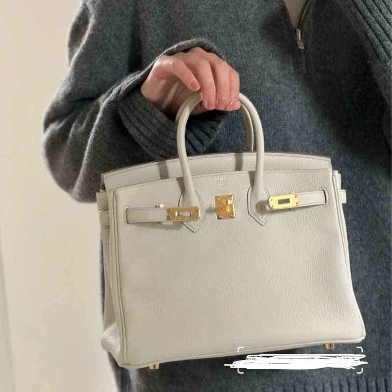 🔥【99新】🆕愛馬仕hermes birkin25 冰川白金扣u刻  22年票 ❤️正品保障-8