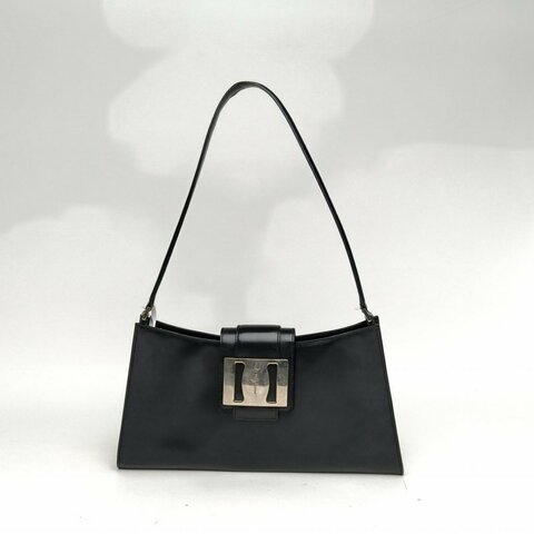 Salvatore Ferragamo 黑色牛皮銀扣中古腋下包肩背包