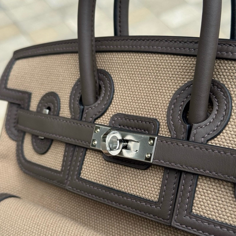 🔥全新🆕全套 Hermes愛馬仕birkin25 cargo慕斯灰 銀扣 K刻 ❤️正品保障-7