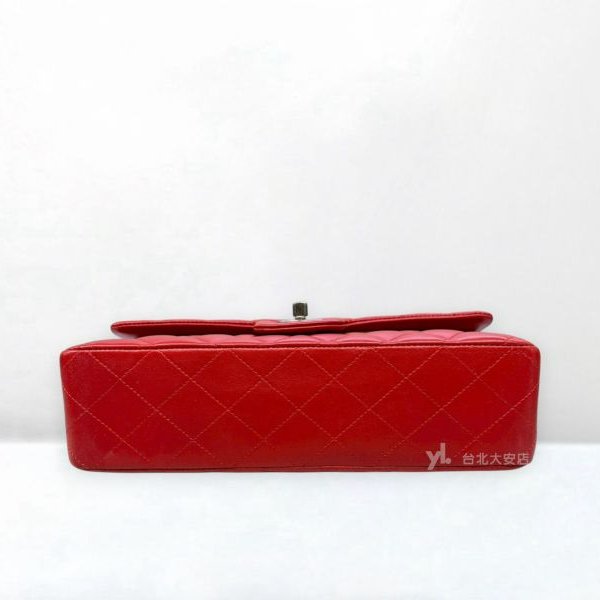 A13195-CHANEL CF25 紅色羊皮槍色釦COCO25口蓋包A01112-4
