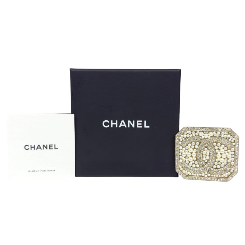 CHANEL CC 水鑽 珠珠 胸針-1