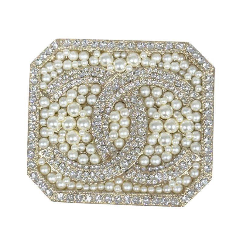 CHANEL CC 水鑽 珠珠 胸針-3