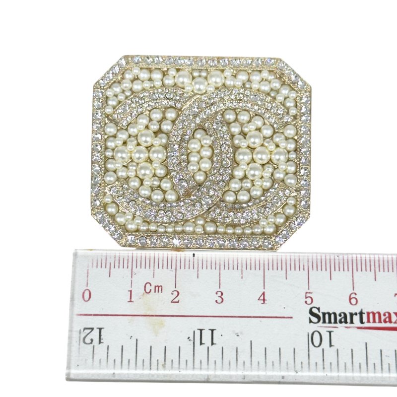CHANEL CC 水鑽 珠珠 胸針-14