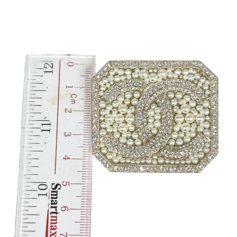CHANEL CC 水鑽 珠珠 胸針-15