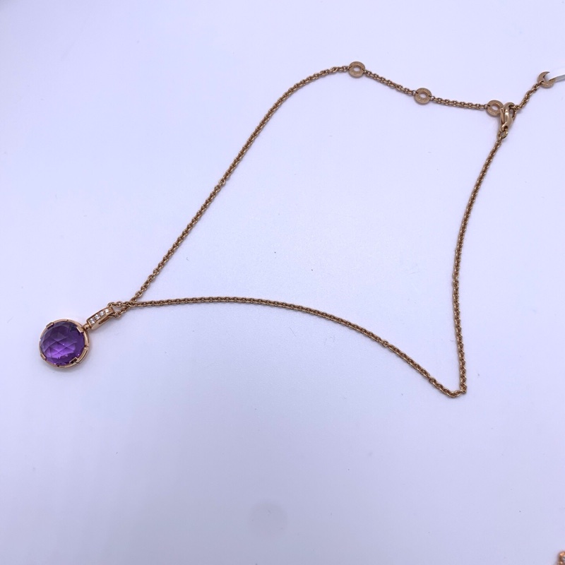 BVLGARI寶格麗  18K玫瑰金 紫水晶鑲嵌鑽石 項鍊 女款-3