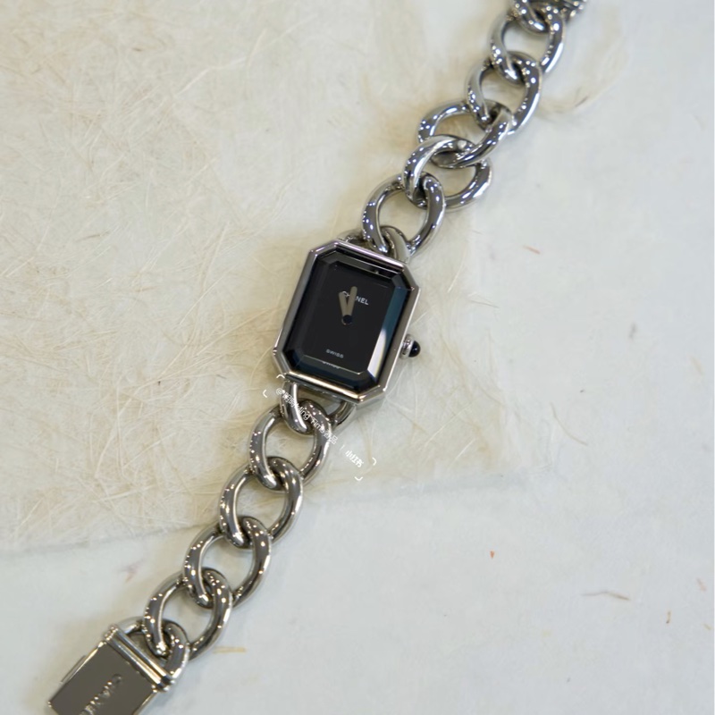 Chanel 香奈兒 Premiere黑銀鏈帶 石英腕錶®️M號-3