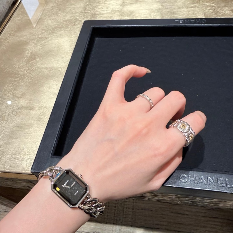 Chanel 香奈兒 Premiere黑銀鏈帶 石英腕錶®️M號-4