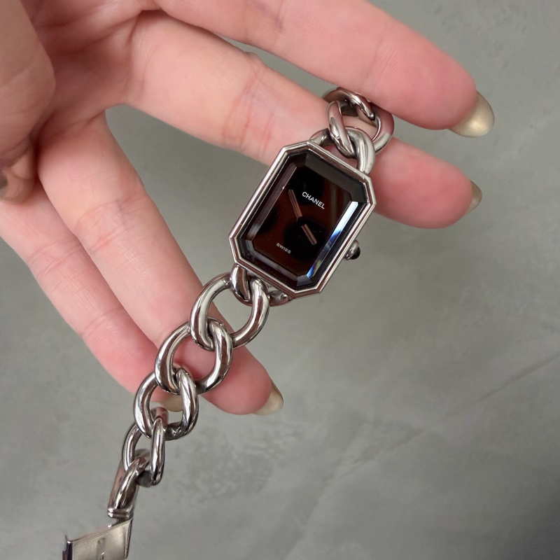 Chanel 香奈兒 Premiere黑銀鏈帶 石英腕錶®️M號-14