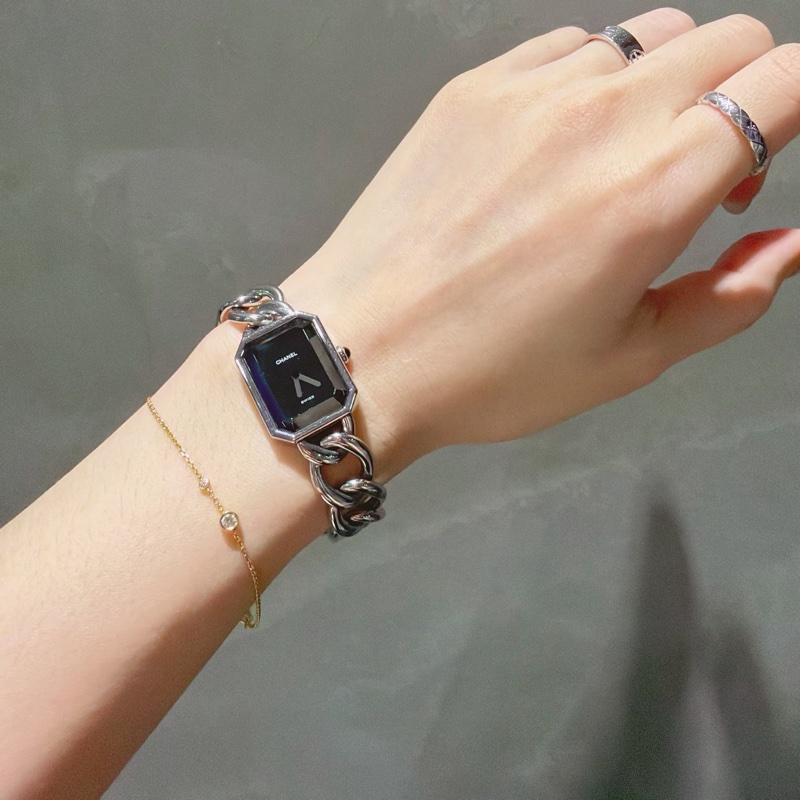 Chanel 香奈兒 Premiere黑銀鏈帶 石英腕錶®️M號-1