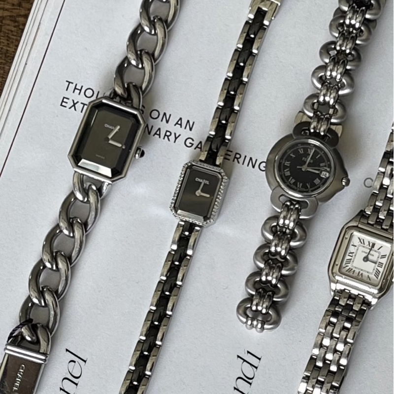 Chanel 香奈兒 Premiere黑銀鏈帶 石英腕錶®️M號-5