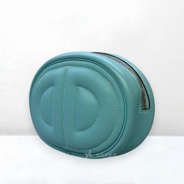 A13203-HERMES in the loop 3P環礁藍3E酪梨綠Swift皮銀釦豬鼻腰包-1