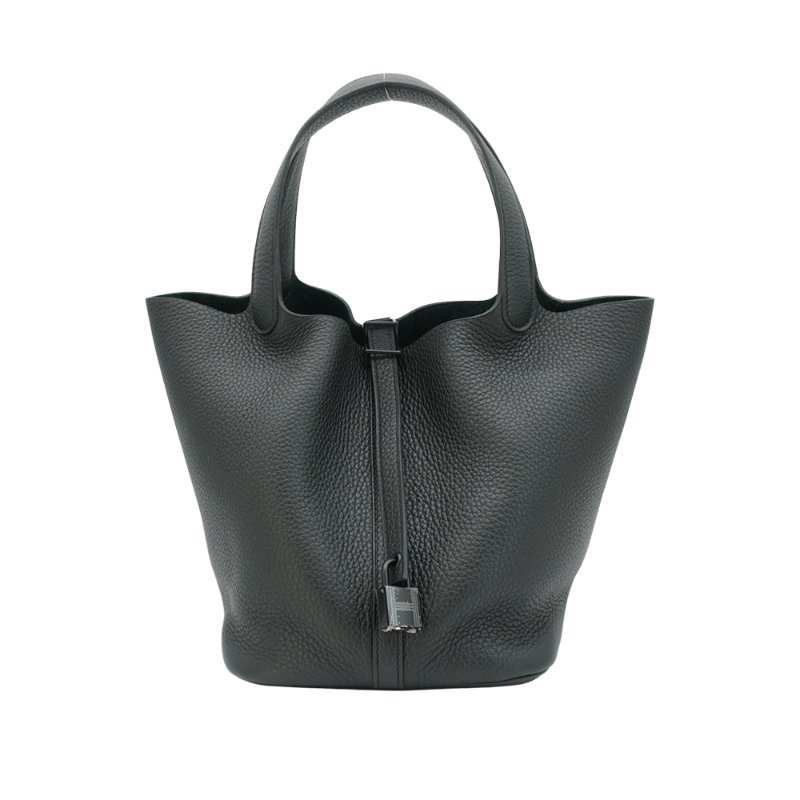 Hermes 展示品 Picotin 22 TC牛皮黑釦手提水桶包(Noir黑)-0