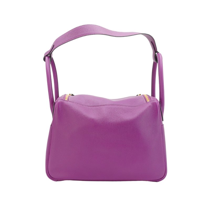 Hermes 展示品 Lindy 30 牛皮金釦手提/肩背兩用包(P9海葵紫)-2