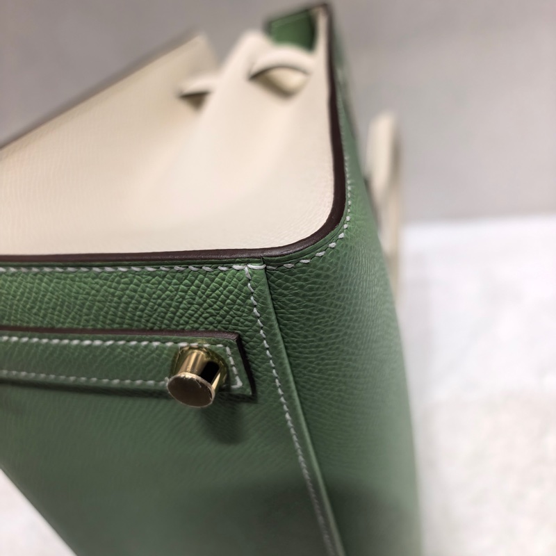 🔥（全新）Hermes 愛馬仕 birkin25 bk25 牛油果綠拼奶油白金扣  馬蹄印  k刻 附件：毛昝，鑰匙和鎖。❤️正品保障-7