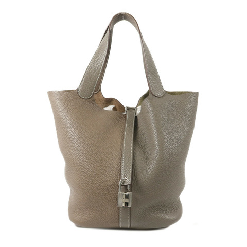 HERMES Clemence皮革Picotin GM手挽袋Etoupe/Etain